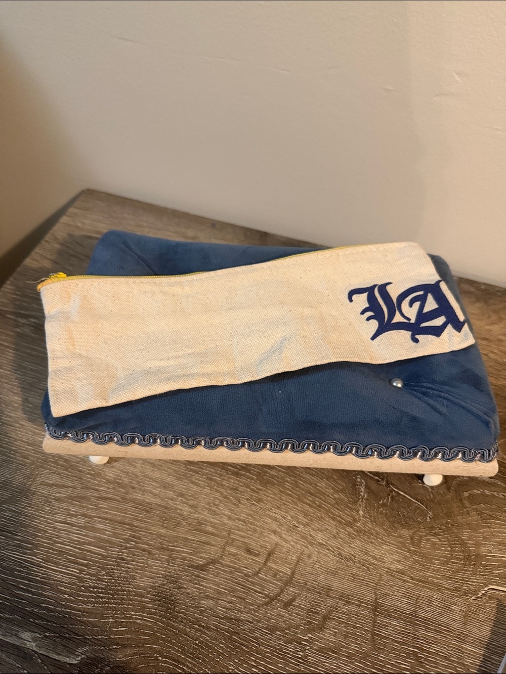 Officially Licensed LA Dodgers Small Canvas Pouch Blue Gothic Lettering 9.25x3.5